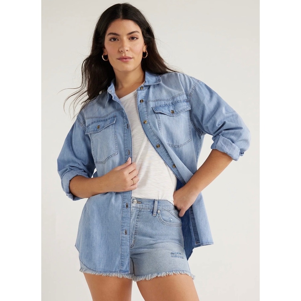 Women's denim oversized shirt 2XL - Picture 2 of 4